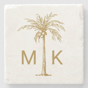 Porta-copo De Pedra Árvore de Palmeira Dourada Tropical Personalizada