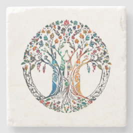 Porta-copo De Pedra Árvore de vida vívida colorido