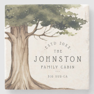 Porta-copo De Pedra Árvore Florestal de Aquarela de Cabina