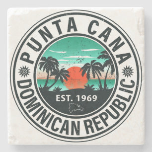 Porta-copo De Pedra Árvore Palm Dominicana Punta Cana Retro Sunset 60s