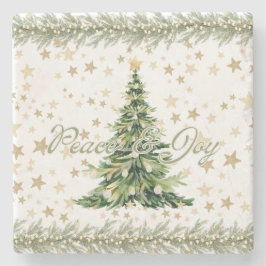 Porta-copo De Pedra Árvore Verde De Natal Da Paz E Da Alegria