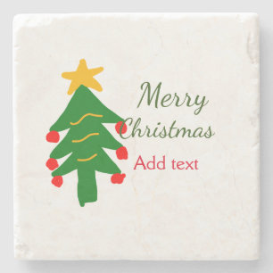 Porta-copo De Pedra Árvore verde de natal vermelho feliz Natal adicion