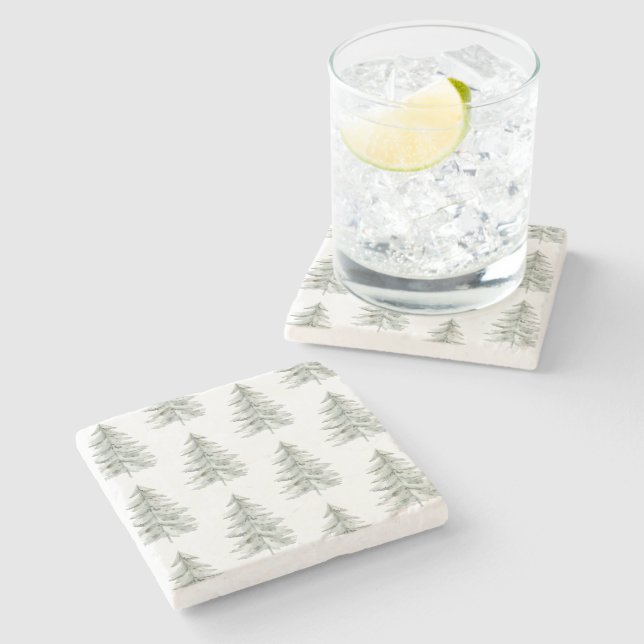 Porta-copo De Pedra Árvores brancas de Natal (Lateral)