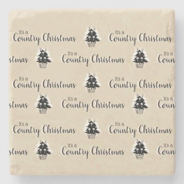Porta-copo De Pedra Árvores de Natal Country Old Fashioned  (Frente)
