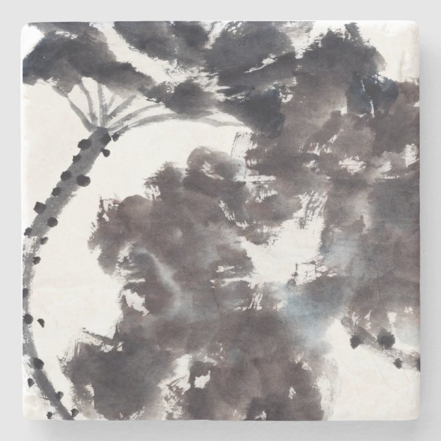 Porta-copo De Pedra Asiatische Kunst mit Lotusblätter Motiv (Frente)