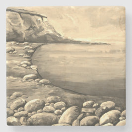 Porta-copo De Pedra Atlantic Sea Coast Hand Painted