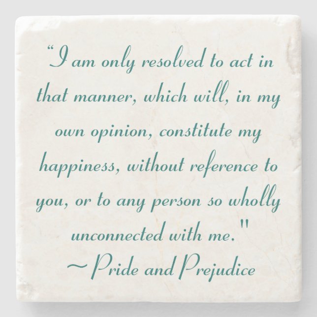 Porta-copo De Pedra Ato para Constituir Felicidade Jane Austen (Frente)