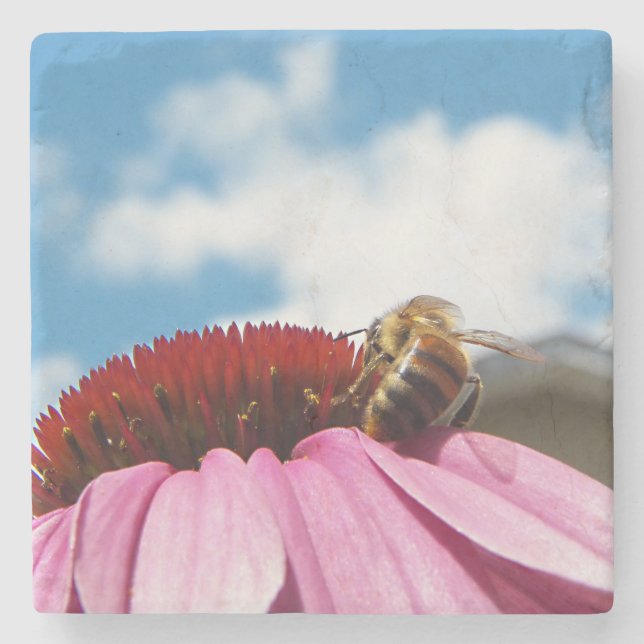 Porta-copo De Pedra Atrás da abelha (Frente)
