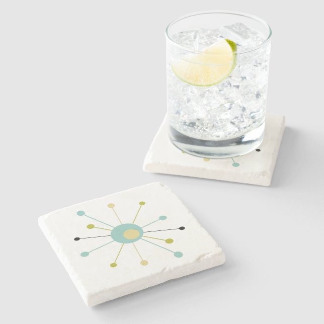 Porta-copo De Pedra Atum Starburst Aqua Blue Yellow Médio Mod (Lateral)