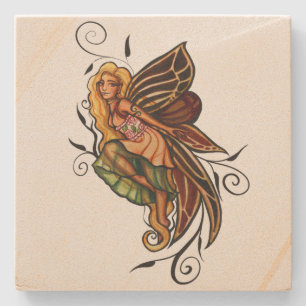 Porta-copo De Pedra Autumn Fairy Nature Art Fairies outono