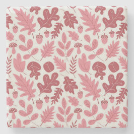 Porta-copo De Pedra Autumn Leaves and Acorns Pattern
