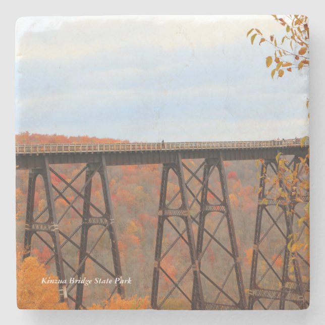 Porta-copo De Pedra Autumn Na Ponte Kinzua (Frente)