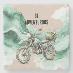 Porta-copo De Pedra Aventura de motocicleta verde creme