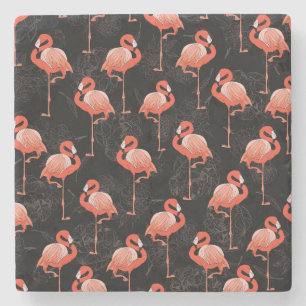 Porta-copo De Pedra Aves Flamingos: Design de têxteis de vindima