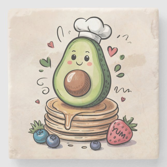 Porta-copo De Pedra Avocado Chef (Frente)