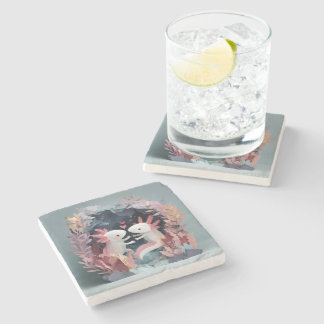 Porta-copo De Pedra Axolotl love paper cut shadowbox diorama