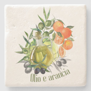 Porta-copo De Pedra Azeite e laranja: