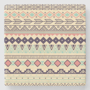 Porta-copo De Pedra Aztec Tribal Stripes: Ilustração Vintage