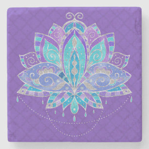 Porta-copo De Pedra Azul, cerceta Lotus de Puple com acentos de prata