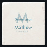 Porta-copo De Pedra Azul marinho padrinho nome letra data masculino po<br><div class="desc">desenho</div>