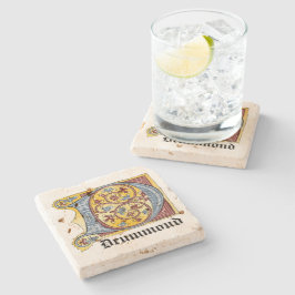 Porta-copo De Pedra Azul Medieval e Vermelho Ivy Iluminado - Letra D