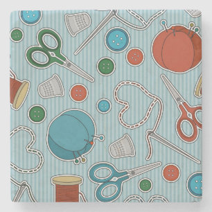 Porta-copo De Pedra Azul temático Sewing bonito do teste padrão