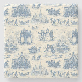 Porta-copo De Pedra Azul Toile Chinoiserie de Inverno