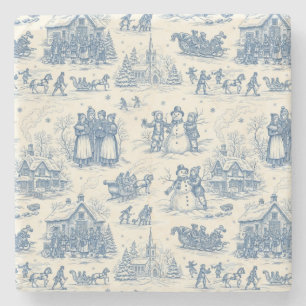 Porta-copo De Pedra Azul Toile Chinoiserie de Inverno