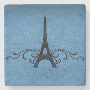 Porta-copo De Pedra Azul Vintage francês Flourish