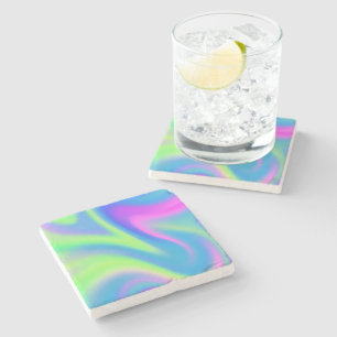 Porta-copo De Pedra Azulejo Cerâmico Tie Dye Holográfico