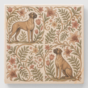 Porta-copo De Pedra Azulejo com padrão vitoriano de Dogue Alemão Stone