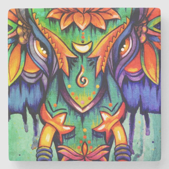 Porta-copo De Pedra Azulejo da mandala do PODER (Frente)