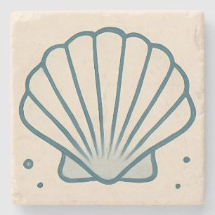 Porta-copo De Pedra Azulejo de Arte do Oceano Seashell Mínimo