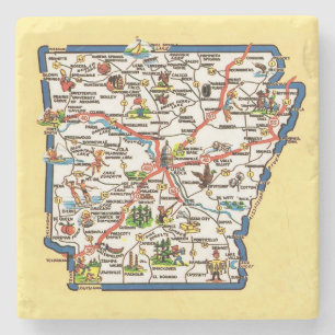 Porta-copo De Pedra Azulejo de cerâmica do mapa vintage do Arkansas