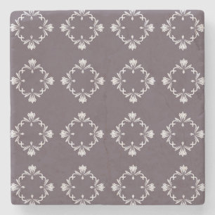 Porta-copo De Pedra Azulejo de Floreado Ornamental Roxo Escuro
