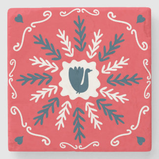 Porta-copo De Pedra Azulejo de Natal Folk Doodle Art