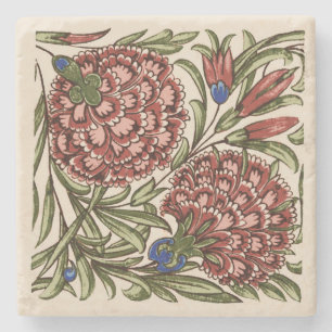 Porta-copo De Pedra Azulejo Flor de Cravo Antigo Rústico De Morgan Art