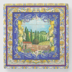 Porta-copo De Pedra azulejos azuis Majolica italianos