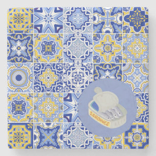 Porta-copo De Pedra Azulejos e Sardinhas