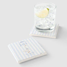 Porta-copo De Pedra Baby shower goose blue