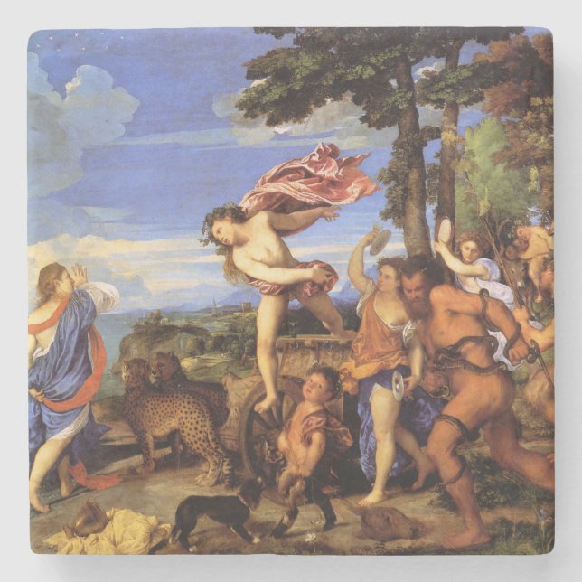 Porta-copo De Pedra Baco e Ariadne por Titian (Frente)