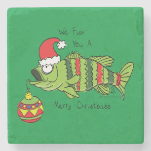 Porta-copo De Pedra Baixo Natal Engraçado Pesca Peixe Cartoon