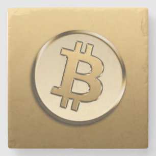 Porta-copo De Pedra Balança de Pedra Bitcoin Dourado
