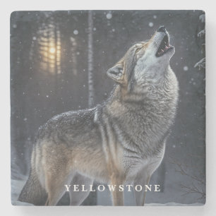 Porta-copo De Pedra Balanço de Pedra de Mármore-Lobo de Yellowstone