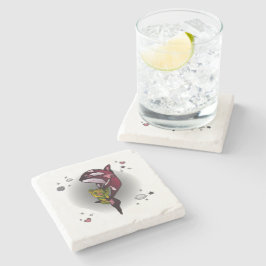 Porta-copo De Pedra Baleia Orca com Urso de Teddy no Espaço Design grá