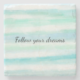 Porta-copo De Pedra Bandas de Aqua Mint Azul Branco