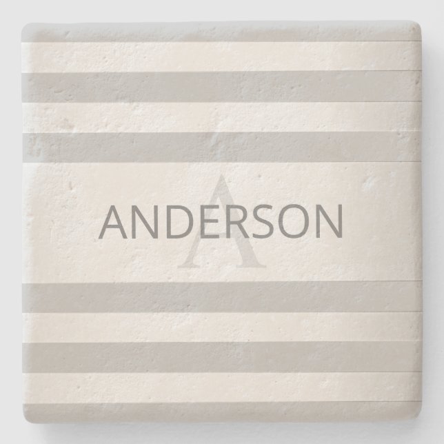 Porta-copo De Pedra Bandas de Ombre Silver Faux Contemporâneas e Cinza (Frente)