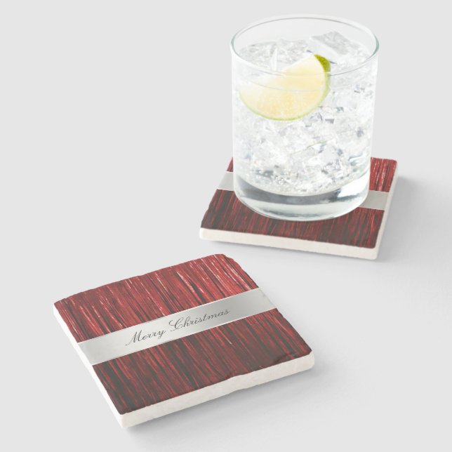 Porta-copo De Pedra Bandas de Tinsel com Grelha Vermelha (Lateral)