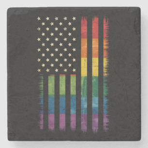 Porta-copo De Pedra Bandeira americana EUA Arco-íris Orgulho Gay Lésbi