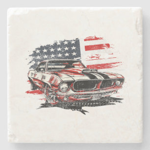 Porta-copo De Pedra Bandeira Americana Patriota